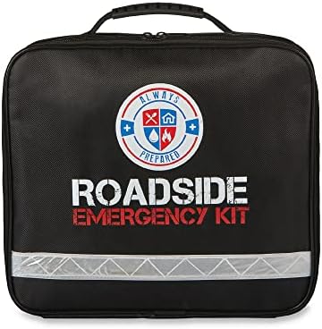 Always Prepared Standard (62 Piece) Roadside Emergency Car Kit – with Jumper Cables – All-in-One Auto Safety and First Aid Kit – Travel Safety for Women, Men, and College Kids – Roadtrip Essentials