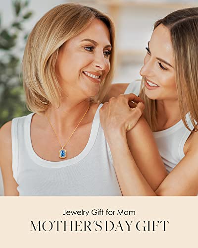 Cde Square Birthstone Necklaces For Women, 18K Gold Plated I Love You Mom 925 Sterling Silver Necklace For Women Mothers Day Birthday Anniversary Jewelry Gift For Women Wife Mom Grandma #TOP2