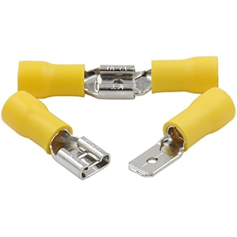 Heschen Stecker/Buchse, Schnelltrenner, Vinylisoliert, FDD-MDD5.5-250, 6,3 x 0,8 mm Kabelklemme, für 4-6 mm² (12-10 AWG), Gelb, 100 Stück Cover