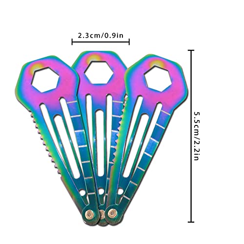 Haxtec Tactical Hair Clips, 5Pack Rainbow Stainless Steel Snap Barrettes Outdoor Metal Hairpin Multi-Functional Pocket Multi Tool Edc Survival Kit For Women #TOP5