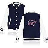  Twice Kpop Sweat-Shirts Veste de Baseball à Manches Longues Boutons Avant Loose Pull Heart Shaker Impression Pullover Lâche Tops NA YEON Jung YEON Momo Sana JI Hyo Mina DAHYUN CHAE Young TZUYU