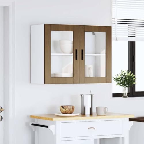 Lechnical Kitchen Wall Cabinet with Glass Door Porto Brown Oak,Kitchen Unit,Kitchen Wall Cabinet,Kitchen Wall Cabinet Storage-854094 - Image 4