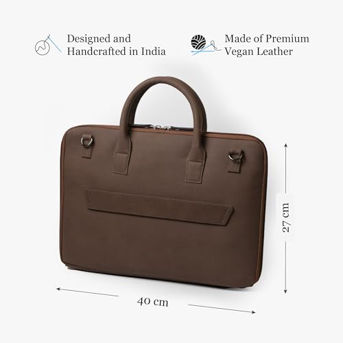 Image of Bellblock Sleek Messenger Laptop Bags For Men /Women Office Use | Travel Friendly With Luggage Strap | Office Bag For Man /Woman | Cotton Canvas | Olive Green (Upto 14 Inch)