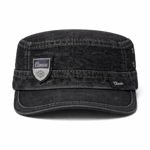 Image of Nephar Men's Denim Cap | Classic Flat Top Casual Hat | Blue | Free Size | Pack of 1