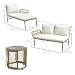 Outsunny 3-TLG. Rattan Gartenmöbel-Set, Gartengarnitur mit Liegestuhl, Couchtisch, Zweisitzer, Gartenset mit Sitzkissen, Balkonmöbel-Set für Garten, Terrasse, Creme