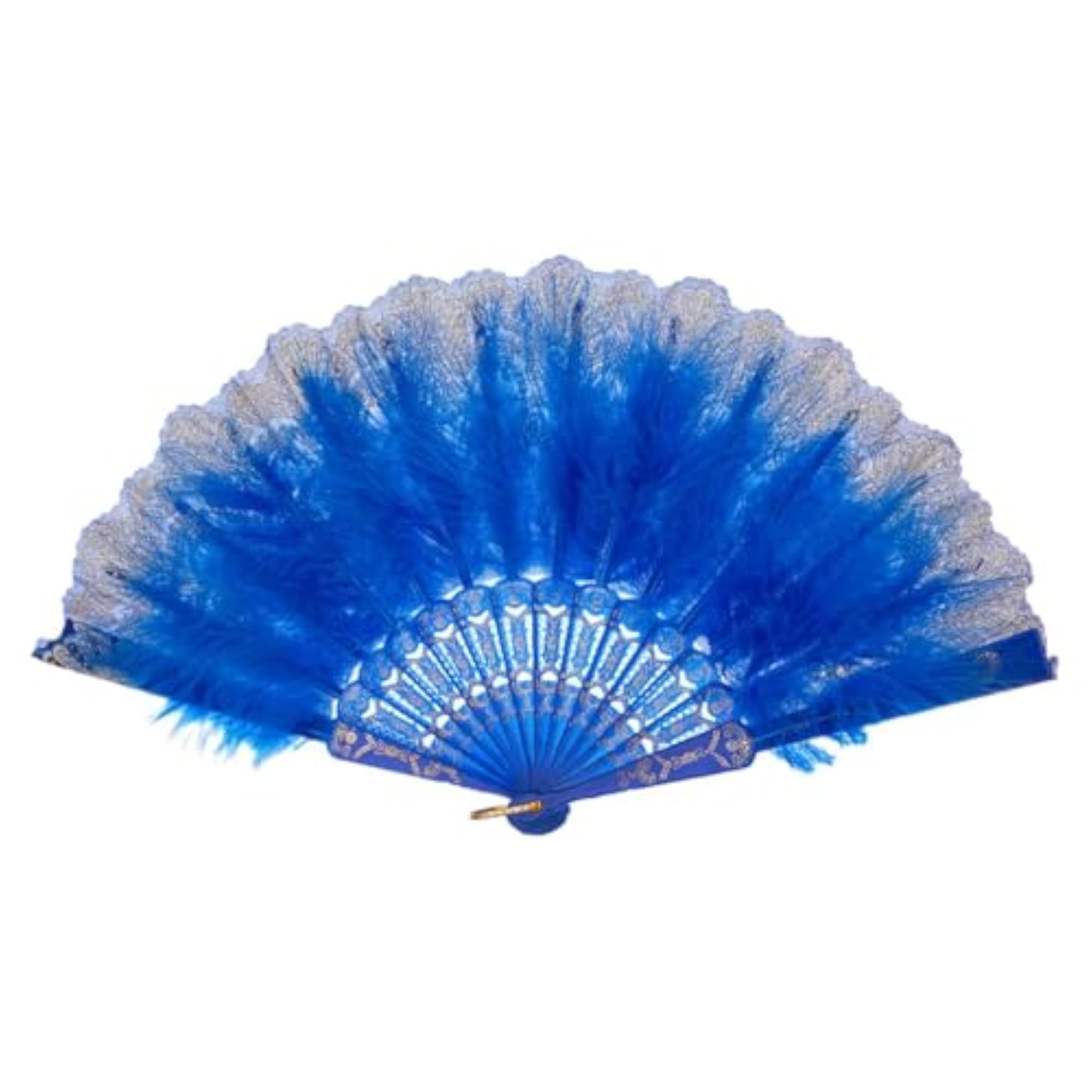Blue Feather Fan Prop for Wedding Performance