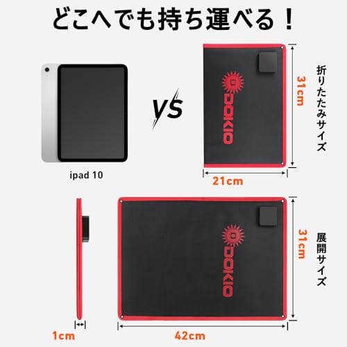 DOKIO ソーラーパネル 20w ポータブルソーラー充電器5V IP67防水USB-A QC3.0 USB-C出力付き 防災 ジャクリ ポータブル電源/Phone/Pad/Laptop/Android対応アウトドアキャンプサバイバル用 単結晶対応 高効率太陽光発電パネル キャンプ/防災グッズ/車中泊/非常用電源