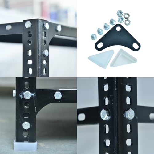 Image of Heavy Duty Slotted Angle Rack 5 Shelf | 9x35x36 Inch Metal Storage Rack | 24 Gauge Shelf 18 Gauge Angle | Adjustable Shelving Unit for Home Kitchen Garage Office Warehouse | Black Powder Coated