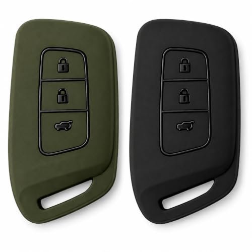 Image of JVCV Soft TPU Key Cover Compatible with New MG Hector, Hector Plus, Windsor and Windsor Pro EV Smart Key | Scratch-Resistant Protective Case (Combo - Matte Black & Green)
