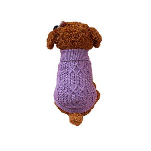 LINGERY Pet Dog Puppy Classic Sweater Fleece Sweater Clothes Warm Sweater Winter for Small Dogs Puppies 2 Colours 3 Sizes (Purple, M)