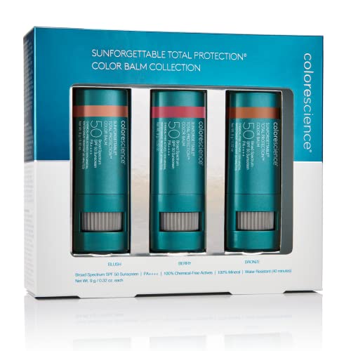 Colorescience Sunforgettable Total Protection Color Balm, Buildable Lip & Cheek Color, Trio,3 Count (Pack Of 1) #TOP6