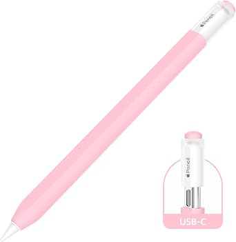 AZF Compatible with Apple Pencil USB C case, Non-Slip Silicone Sleeve Protective Cover for Apple Pencil USB-C, Support Magnetic.Pink