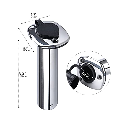 2 Pack Stainless Steel Fishing Rod Holder Flush Mount, Flange Casting Stronger, 600 Pounds Capacity, Pvc Cap And Inner Tube #TOP1