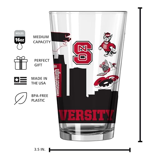 Image of Logo Brands NCAA 16 oz Pint Glass - Durable Glass With Bold Team Color- Chip-Resistant Rim Drinkware For Fans, Tailgates, Home Bars & Everyday Use