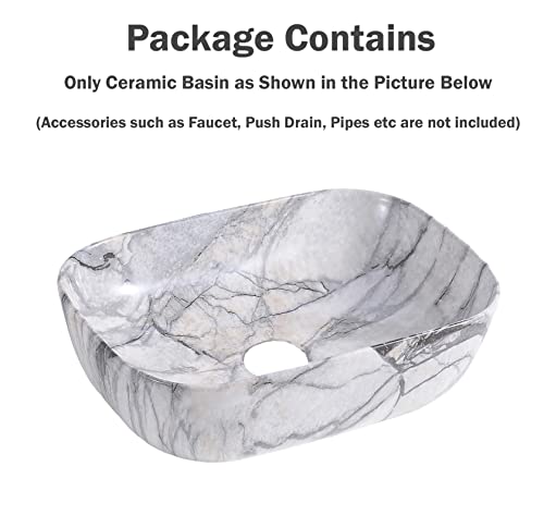Image of Store2508 Ceramic Wash Basin Marble Design for Bathroom 18x13x5.5 Inches (2048)