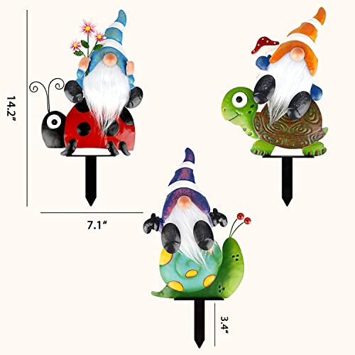 Art Elf Gnomes Decorations For Yard, Decorative Garden Stake Christmas Decor Outdoor Metal Sculpture Figurines For Patio Outside Lawn Pathway Ornaments, 3 Packs #TOP3