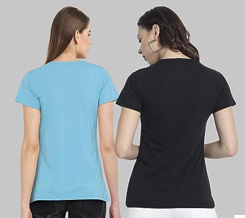 Image of Combo Women's T-Shirts, Cotton Half Sleeves Round-Neck Printed T-Shirt for Girls, & Women Tees (Pack of 2) 960-980-
