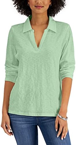 Karen S Cotton Long Sleeve Polo