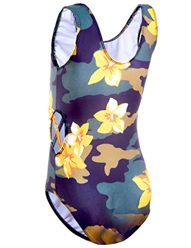 Tenvda Girls One-Piece Swimsuit Size 12-14 Years Green Camouflage Flower Print Bathing Suit Swimwear For Big Kids Surfing Swim Team Competition #TOP1