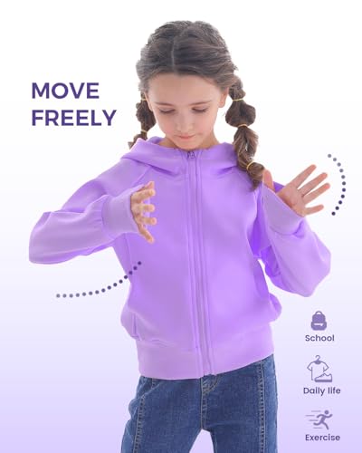 Girls' Zip-Up Hoodie Sweatshirt Kids Teens Lightweight Long Sleeve Hooded Jacket with Pockets3
