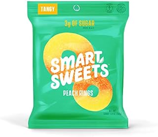 SmartSweets Peach Rings 1.8 Oz Bags (Box Of 12), Candy With Low Sugar