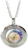 Médaillon de navigation en verre avec boussole - Cadeau d'anniversaire ou de festival, 20 mm, Métal