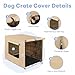 Seiyierr Dog Crate Cover - Kennel Cover Fit for 24 Inch Dog Crate, Double Door Polyester Crate Cover for Wire Dog Crate Indoor Outdoor Protection, Light Tan