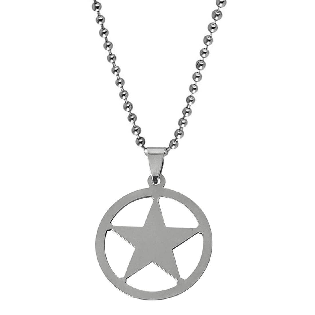 M Men Style Bikers Jewelry Gothic Star Of Devid Pentacolo Pentagram Silver Stainless Steel Pendant Necklace Chain For Men And Women LC0061-image-48
