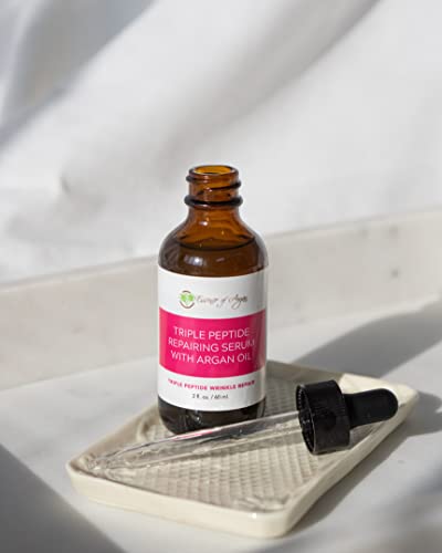 Essence Of Argan Triple Peptide Serum For Face, Anti Aging Face Serum With Argan Oil, Aloe Vera, Chamomile, Green Tea And Olive Oil For Deep Moisturization, Skin Glow And Wrinkle Repair (2Fl.oz/60Ml) #TOP2
