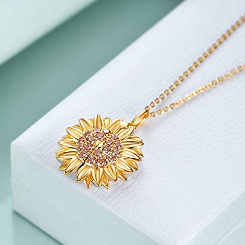 You are My Sunshine Necklace Sterling Silver Sunflower Locket Necklace for Women Sunflower Jewelry Gifts for Daughter/Wife/Sister/Mom3