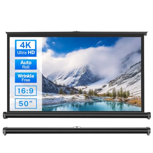 Goldengrainv 50 inch Retractable Pull Up Screen