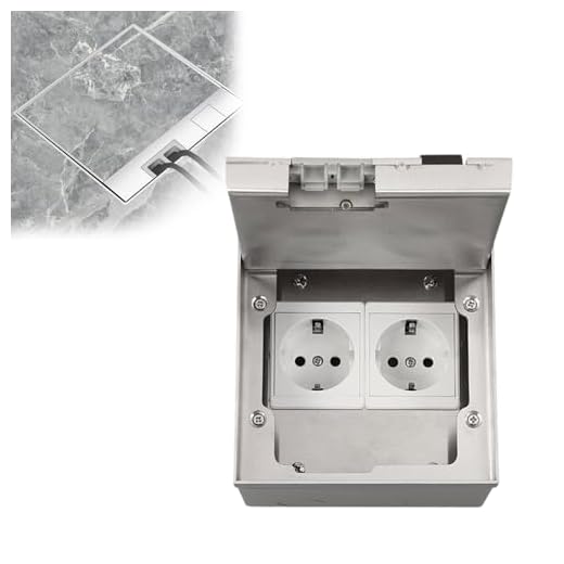 Btstil Bodentank Bodensteckdose, Edelstahl-Einbausteckdose Wasserdichte Bodeneinbaudose für Küche Wohnzimmer Büro, Versenkbar Bodentank (2AC#2)