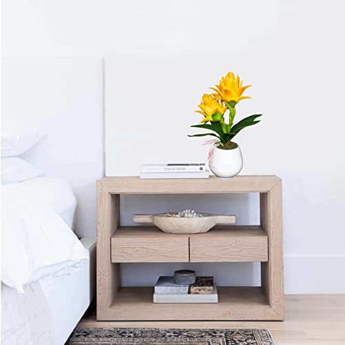 Binfen Yellow Potted Bromeliad Artificial Flower - Aesthetic Fake Plant For Home, Office, Bathroom And Shelf Decor - 13.4 Inch #TOP4