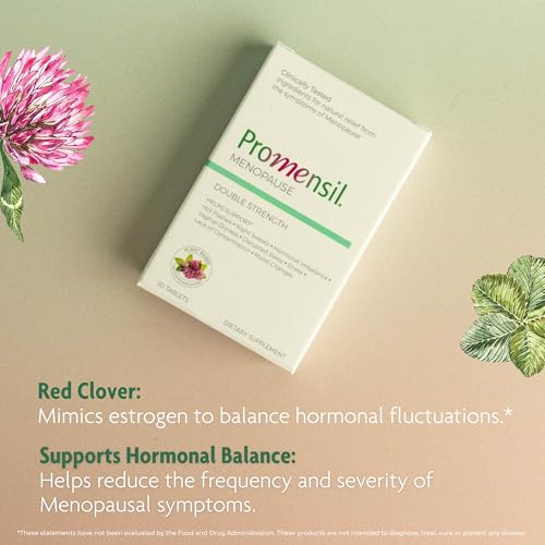 Image of Promensil Menopause Double Strength Supplements for Women - 30 Count | Red Isoflavones Supplement for Hot Flashes, Night Sweats, & Restlessness, Helps Support Menopause for Women