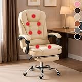Cadeira de Escritório Com 7 Pontos Massagem Presidente Apoio Pés (Branco)