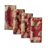 Newbridge Thanksgiving Autumn Leaf Collage Fabric Napkin Set, Contemporary Fall Leaves Soil Resistant, Easy Care Set of 4 Napkins for Holiday Dinner Party