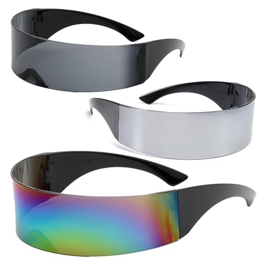HPiano Schnelle Brille,Futuristische Sonnenbrille, 3 Stück Futuristische BrilleSilber Rave,Fun Glasses Space Brille Alien Brille für Rollenspiel Weihnachten Brillen Set,Party,Fun Glasses Rollenspiel
