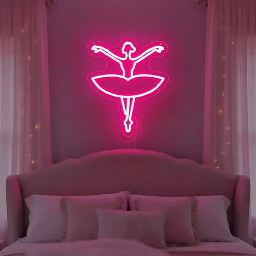 Image of Ballet Girl Neon Sign Let's Dance Neon SIgn Dancing Girl LED Neon Light for Wall Decor Light up Sign for Bedroom Dance Room Gym Room Balllet Studio Ideal Birthday