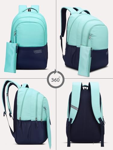 Image of Lavie Sport Akron 35L M.Blue-Blue Backpack | Fits Upto 15 Inch Laptop | Organizer & Bottle Holder |Rain Cover |Pencil Pouch | Gift for Men, Women, Boys, Girls | Laptop Sleeve for School & College