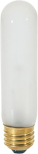 Satco Tubular incandescente 25T10F, 25W E26 T10, bombilla esmerilada paquete de 24