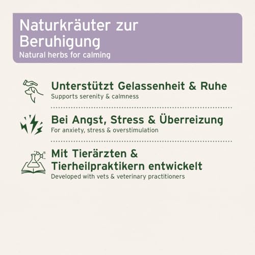 AniForte natürliche Beruhigung für Hunde Calm & Relax 100g - Natürliches Beruhigungsmittel zur Entspannung & Ruhe, Heilpflanzen bei Angst, Stress, Unruhe, Überreizung, Nervosität, Silvester & Reisen