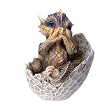 Pacific Giftware Baby Dragon Hatching from Egg Figurine, Fantasy Resin Collectible Statue with Bright Blue Eyes, Intricately Detailed Mythical Creature Sculpture Home Décor 4.13”H