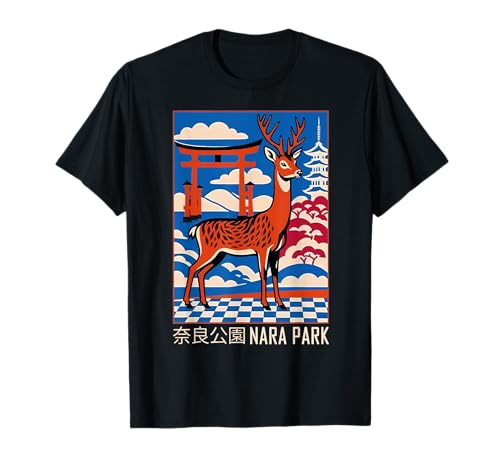 奈良公園 日本 鹿 レトロ 和 Tシャツ 奈良公園 日本 鹿 レトロ 和 Tシャツ