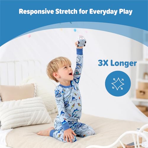 Image of Kids 2-Piece Soft Bamboo Viscose Clothing Set, Long Sleeve Top & Pants, Everyday Outfit for Toddler Boys & Girls