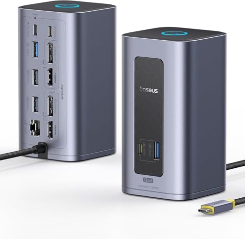 Image of Baseus Nomos Air Mac 12 in 1 Docking Station, Dual Monitor Laptop Docking Station with 2K HDMI /DP, 10Gbps USB-C /A, 100W PD, USB C Docking Station Compatible for macOS, Displaylink Driver Required