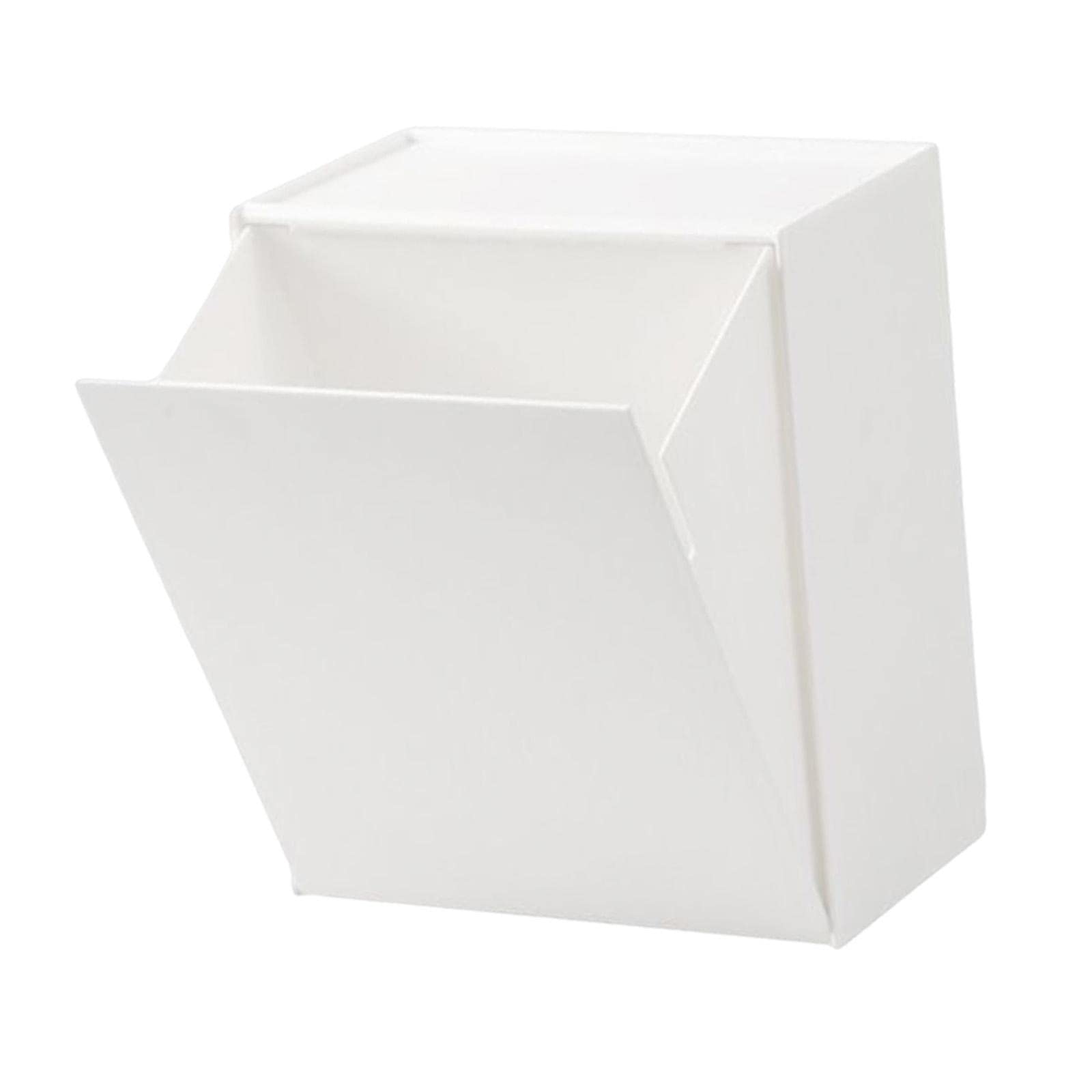 perfk Organizador de almacenamiento para encimera de tocador de baño, dispensador de toallas de papel con estante de pañuelos, caja contenedora, Blanco