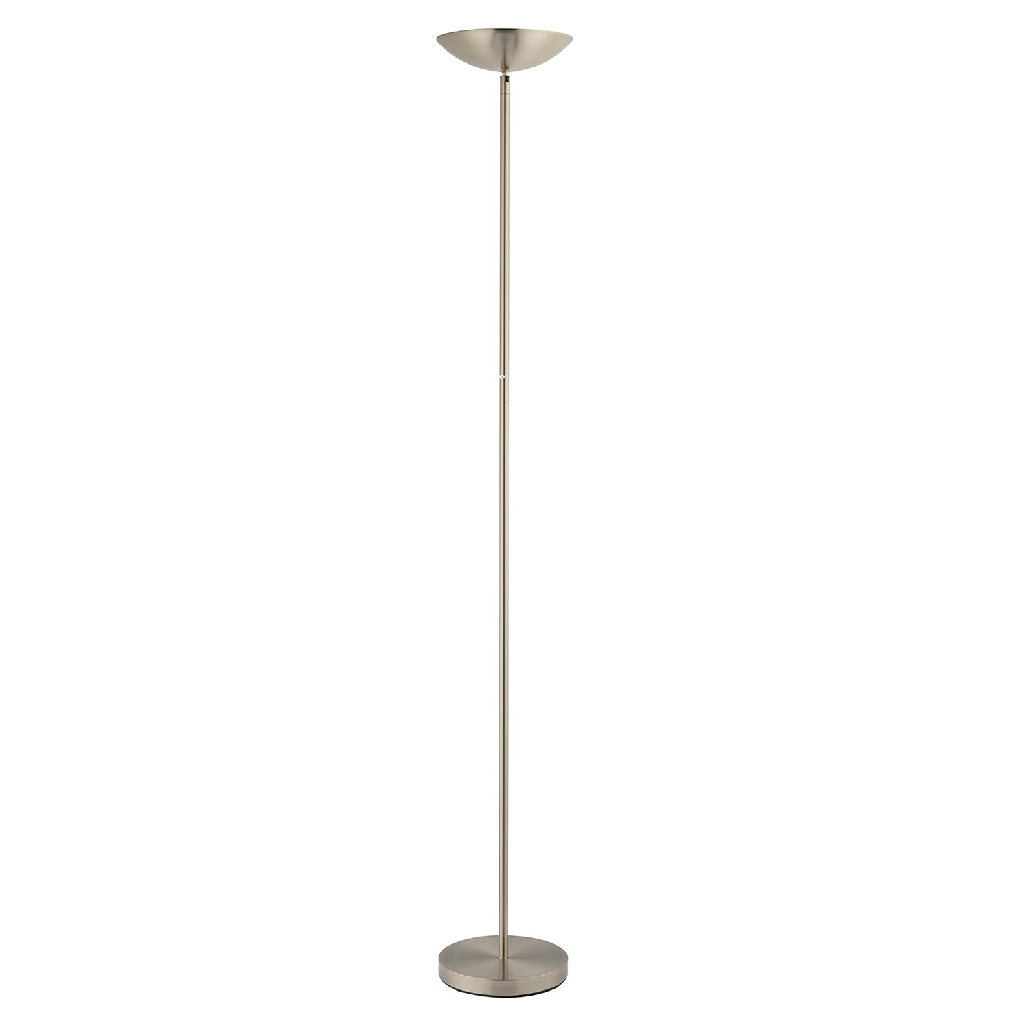 Modern LED Uplighter Floor Lamp - Satin Nickel Metal - Memory Dimmer - Silver - 180cm Height