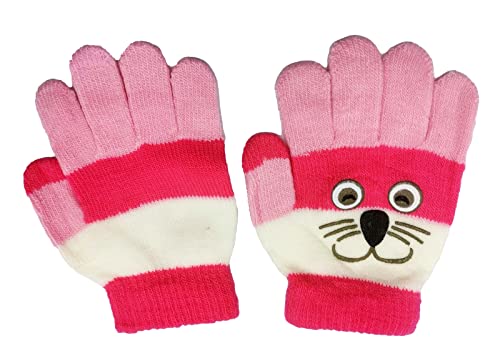Luva infantil inverno Bichinho gatinha Quente 3 a 8 anos Proteção Frio (rosa)
