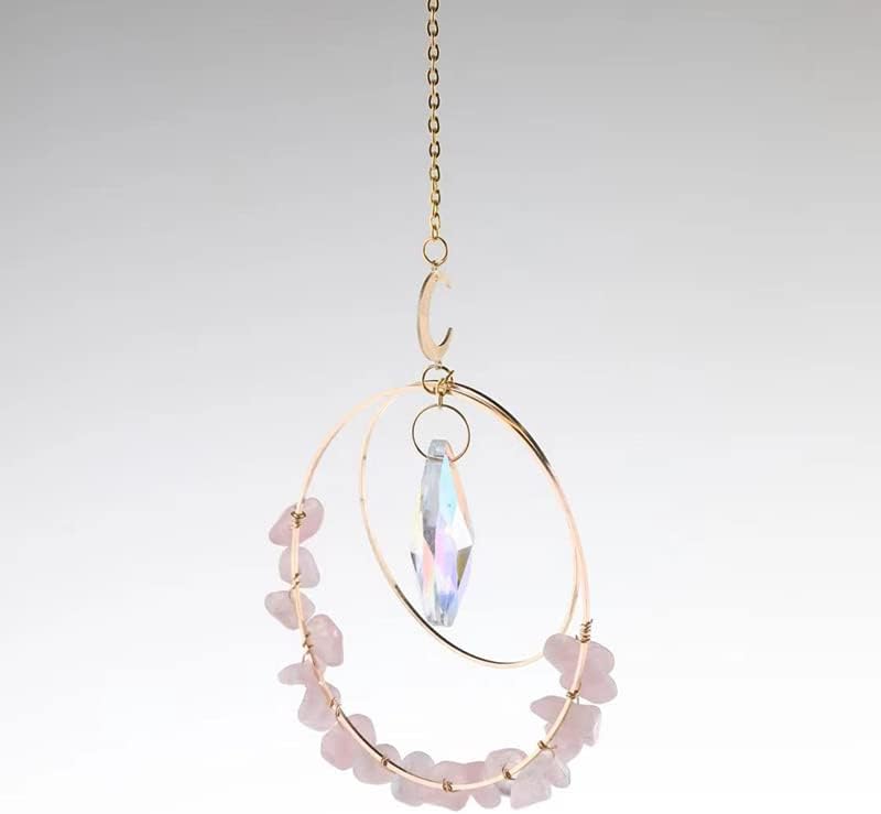 zhaoweiz Colgante de prisma de ventana de cristal arcoíris con lágrimas de color ángel rosa natural, decoración de boda, fiesta