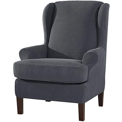 SU SUBRTEX Strench Wingback Chair Sofa Cover 2 Pieces Soft Sofa Slipcover Spandex Chair Cover Washable Furniture Protector for Living Room(Wing Chair,Grey) Cover